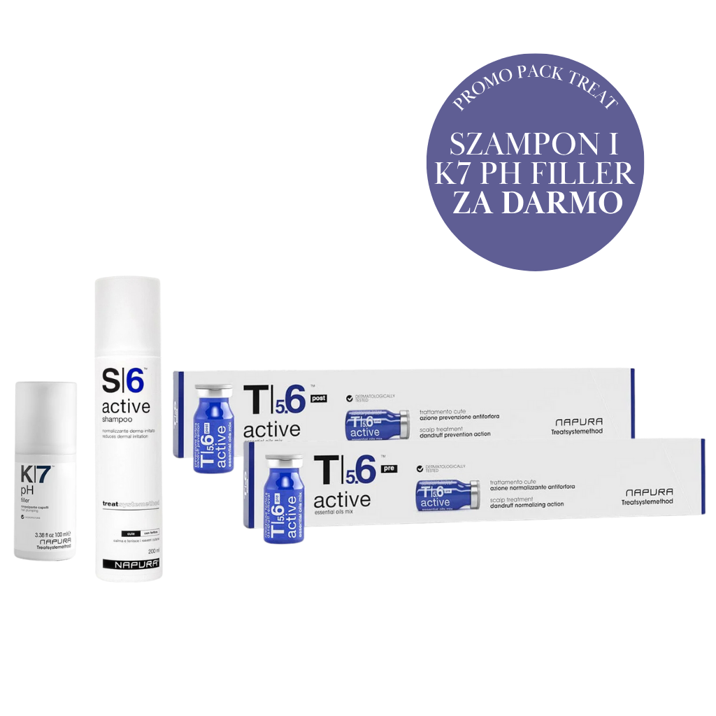 Napura KIT ACTIVE kuracja przeciwłupieżowa - T|5.6 PRE T|5.6 POST+S|6 200ml+K7 100ml