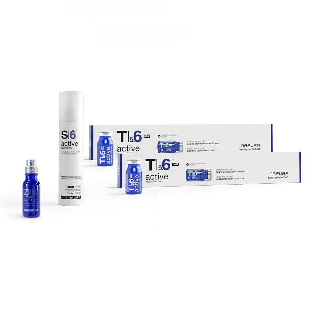 Napura Kit Active kuracja przeciwłupieżowa - T|5.6 PRE T|5.6 POST+S|6 200ml+K7 100ml (peeling, szampon + fluid))